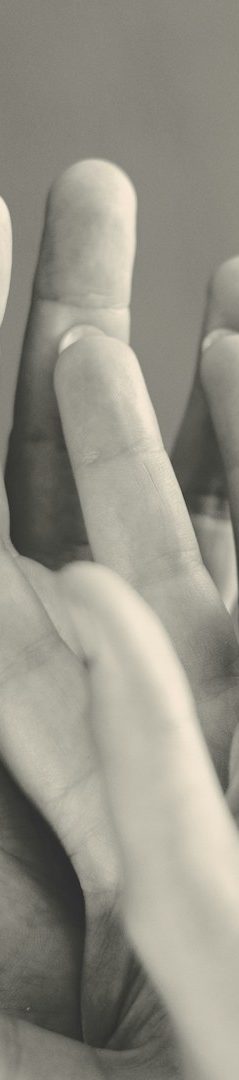 Hände.jpg Zwei Hände, die einander berühren, mit sanften und geschwungenen Fingern.